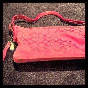 Authentic retro pink canvas/suede Coach bag